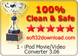 1 - iPod Movie/Video Converter 3.06 Clean & Safe award